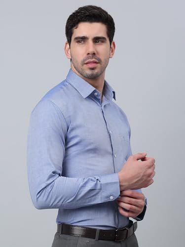 Image of Cantabil Cotton Self Design Full Sleeves Regular Fit Formal Shirt for Men with Pocket | Cotton Formal Shirt for Men | Formal Wear Shirts for Men (P MSHF00381)