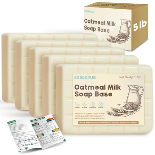 5lb Glycerin Soap Base - Scented Melt and Pour Soap Base for DIY Crafting Easy to Cut Vegan and Cruelty-Free Moisturizing and Gentle on Skin for Soap Making Supplies (Oatmeal Milk 5 Pound)