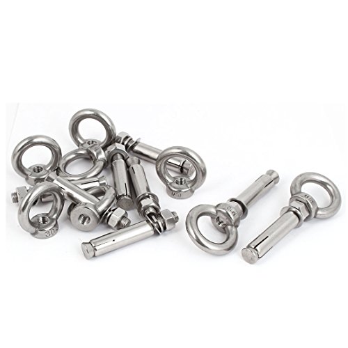 Aexit M10x80mm Wall 304 Stainless Steel Expansion Screws Closed Hook Anchor Bolts 8pcs (469318dd4e1b0e4c2d1ccaa57a6b7599)