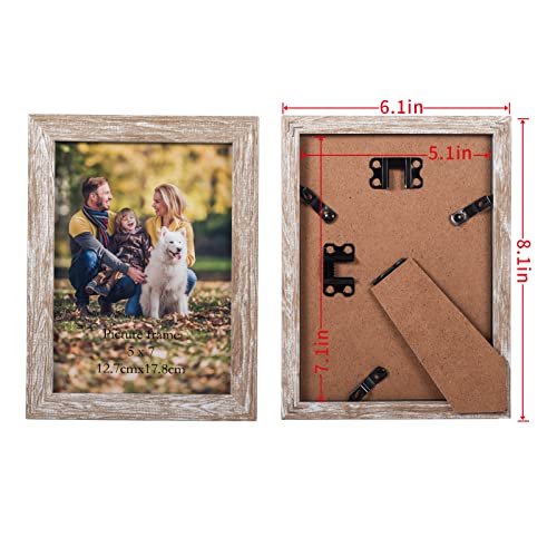 Lyeasw Rustic 5X7 Picture Frame Set Of 12, Multi Woodgrain Farmhouse Photo Frames For Wall Or Tabletop, Beige #TOP3