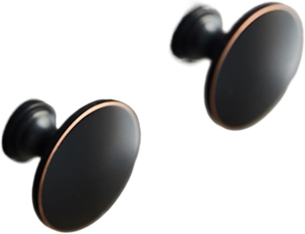 Cabinet Knobs,6 Pack Round Brass Drawer Handles,Single Hole Center,Light Luxury Solid Furniture Pulls with Screws for Cupboard Door,Wardrobe,Dresser(Color:Blackb), Diameter 35mm