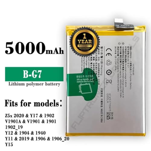 Image of B-G7 Battery for Vivo Y12, Vivo Y15, Y17, Z1 Pro & U10 25X 2020 /1902 V1901A / 1901 1904 /1940 Y11 / 2019 /Y15 Battery with 1 Year Warranty**** (P339)