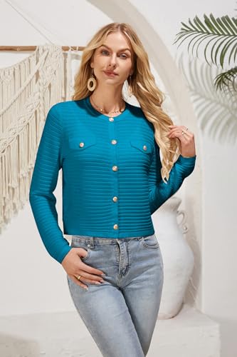 GRACE KARIN Women's Knit Cardigan Sweaters Long Sleeve Open Front Button Down Trendy Jackets Lightweight Summer Outfits3