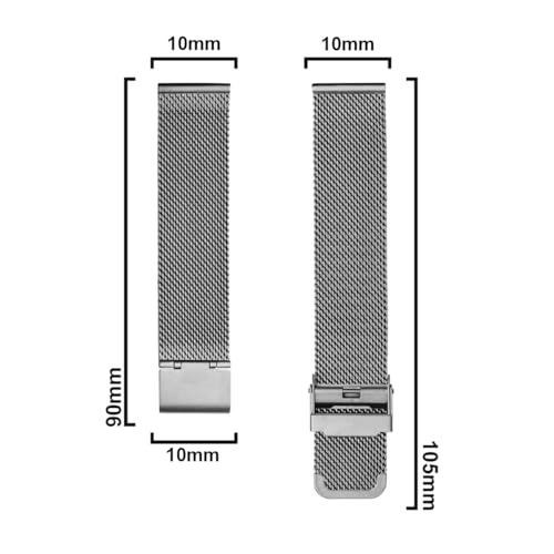 Image of DBLACK ''BONEZ'' Mesh Chain Stainless Steel Watch Belt, Ergonomic & Breathable Design Watch Strap / / For 08mm, 10mm, 12mm, 14mm, 16mm, 18mm, 20mm, or 22mm Watch Band (Silver, Choose Your Size)