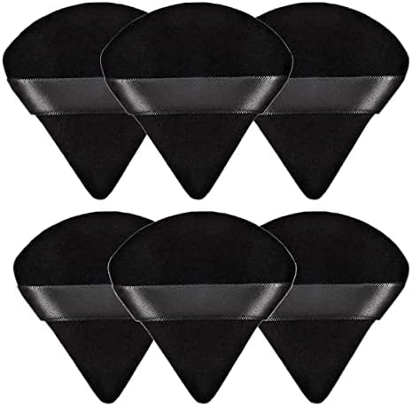 Powder Puff,6 Pieces Reusable Washable Powder Puff Face Soft Triangle Makeup Puff Soft Plush Powder Sponge Makeup Foundation Sponge for Face Body Loose Powder Wet Dry Makeup Tool (Black)