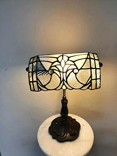 Home Supplies Tiffany Handmade Table Lamp with Stained Glass - Vintage Antique Lamp with Bronze Lamp Base for Nightstand, Living Rooms, Bedrooms and Offices (10 Inches Wide) (Elegant Tiffany Style)