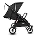 Valco Baby Slim Twin Stroller 2024 (Licorice) - Lightweight Double Stroller Side by Side, Compact Fold, Toddler Twin with Large SPF50 Canopy, Adjustable Footrest, and Reclining Seats