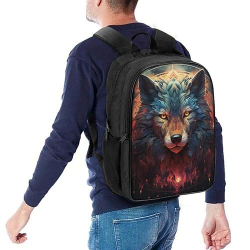 Mochila escolar de lobo 3D con espacio para libros y ropa de viaje 5