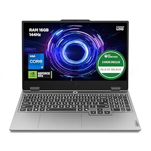 Lenovo LOQ 15IRX10 - Ordinateur Portable Gaming 15.6'' FHD 144Hz (Intel Core i7-13700HX, RAM 16Go, SSD 512Go, NVIDIA RTX 5060 8GB, Windows 11 Home) Clavier rétroéclairé Blanc AZERTY Français - Gris