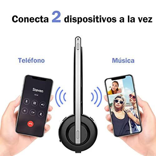 Auricular Bluetooth 5.0 inalámbrico con micrófonos para centro de llamadas y oficina 3
