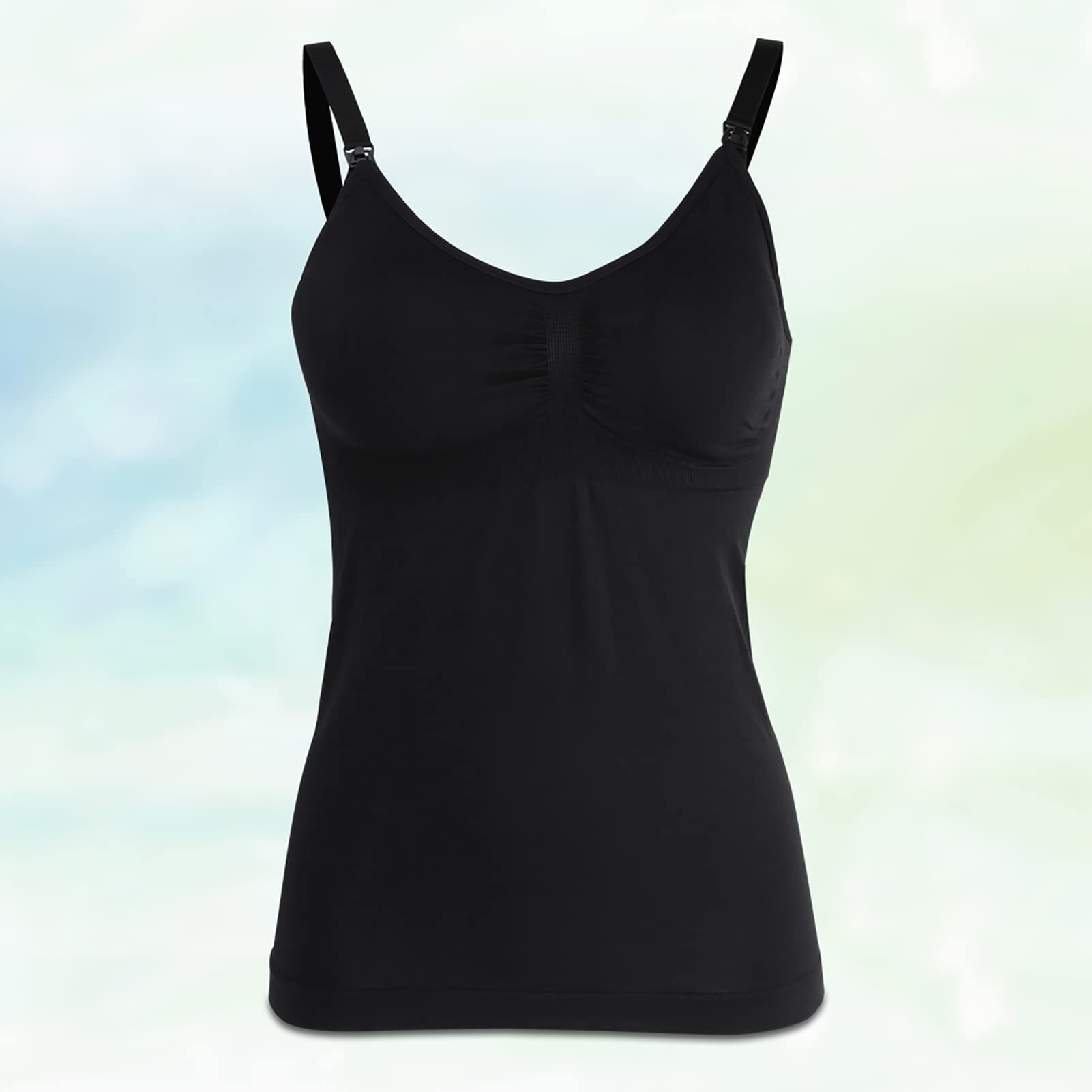 Canotta da Allattamento in Cotone, Canotta Sottile per Allattamento con Reggiseno Integrato per maternità(XXL-Nero)