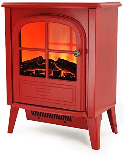 Elektrischer Kamin Freistehend Elektro-Kamin Kamin Herd Heizung Elektroherd Elektro-Kamin Heizung Holzofen Flammeneffekt Heater1900W, (Color : Red)