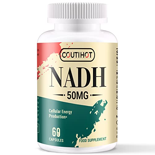 NADH 50 mg Capsules with CoQ10 200 mg & D-Ribose – High Purity Nicotinamide Adenine Dinucleotide – 60 Capsules (2-Month Supply)