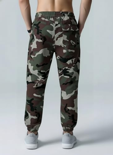Image of TAGAS Men's Camouflage Cargo Jogger Pants | Cotton Blend Army Print Track Pants | Elastic Waist Slim Fit Casual Trousers with Pockets