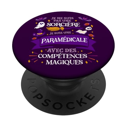 Pas Une Sorcière Je Suis Une Paramedicale Cadeau Femme PopSockets PopGrip Interchangeable