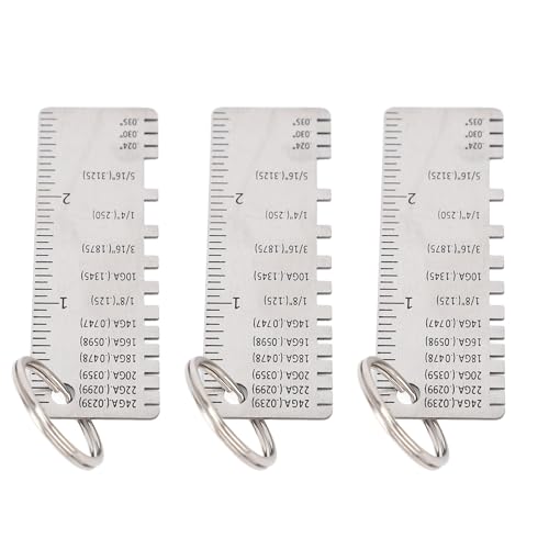 WALFRONT 3Pcs Calibradores de Grosor de Lámina Metálica, Acero Inoxidable Plateado, Herramienta de Inspección de Tamaño, Portátil para Medición de Alambres y Soldadura miniatura 3
