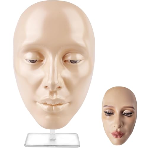 Cara de práctica de maquillaje en silicona con soporte para ejercicios faciales