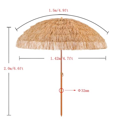 Parasol hula de 9,8 pieds avec structure renforcée à 8 baleines