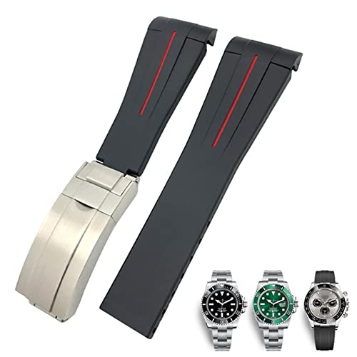 Bracelet montre caoutchouc 20mm bout incurvé pour éviter le vide