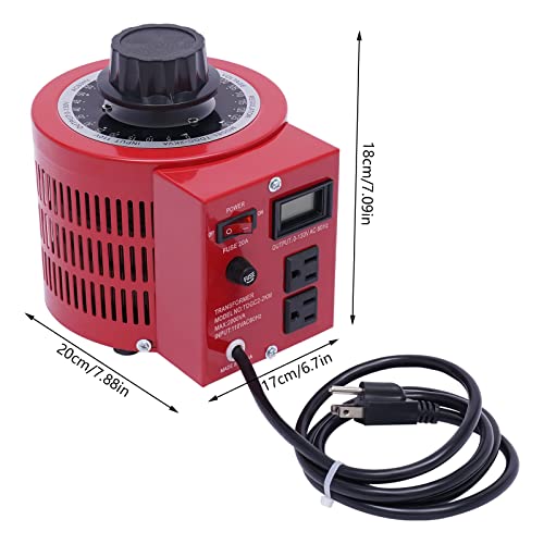 TDGC2-2KM Variable Voltage Transformer, Auto Voltage Regulator 2000VA, 20A, 110V Input 0-130V Output Variable AC Power Supply with 6 Fuses