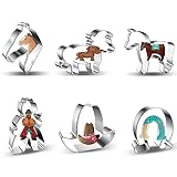 6 pcs Moldes Galletas Infantiles,Cortadores de Galletas,Cortador Galletas de Caballo,Cortapastas,Acero Inoxidable