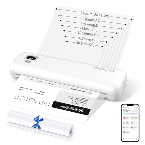 Rongta Portable Printers Wireless for Travel,Thermal Inkless Printer for School/Office/Home Use, Support 8.5x11 US Letter&A4 Thermal Paper, Compatible with Android,iOS & Laptop (White)