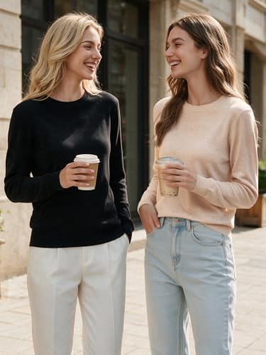 Image of GKBK Women's Wool Blend Sweaters 2026 Fall Fashion Lightweight Business Casual Outfits Long Sleeve Crew Neck Pullover Tops