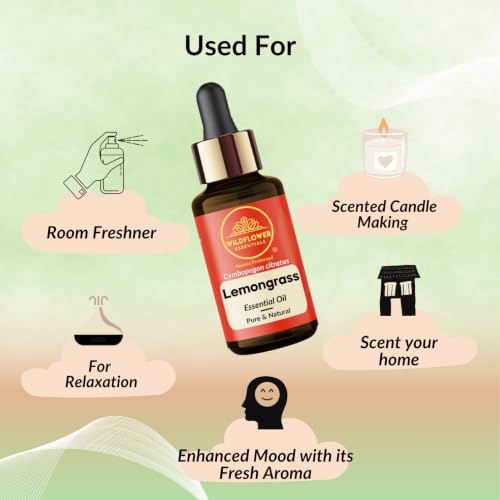 Image of Lemongrass Essential Oil Steam Distilled Undiluted For Face, Skin & Body, Pure & Natural (30 Ml)