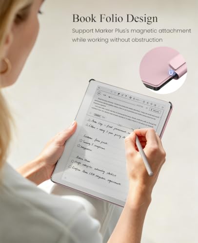 Image of MoKo Case for Remarkable Paper Pure 10.3 inch 2026 with Pen Holder, Pink | Slim protective hard shell folio cover with secure pen holder, Auto Wake & Sleep