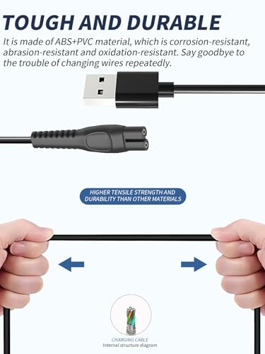 Kompatibles yystao Zubehörset für Philips 3000X - 2 USB-Ladekabel + 2 Reinigungsbürsten | Schnelllade- & Tiefenreinigungsset