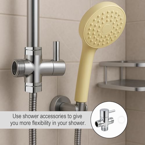 Huybaa Duschumstellventil, Ersatz, T Stück Wasseranschluss, 3-Wege-T-Adapter, Absperrventil für Duschkopfarmumsteller, Umstellventil Ventil Umschalter 1/2 AG zu 1/2 AG (Ventil08)