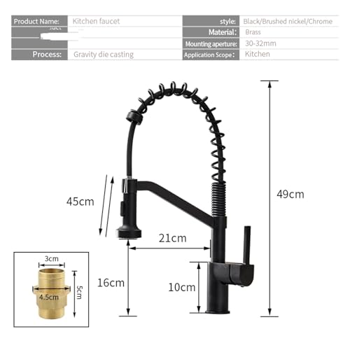 Robinet de cuisine en acier brossé avec pulvérisateur rétractable robuste