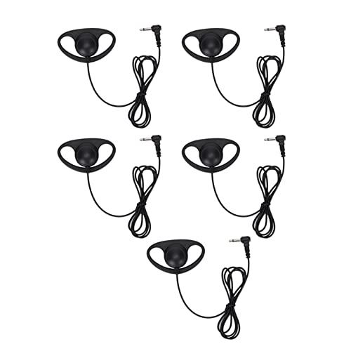 Yosoo Health Gear 5PCS Mono Earpiece, 3.5mm Plug Headphones, D Shape Earpiece Wired One Ear Headphones Earpiece Headset for Two Way Radios Walkie Talkie