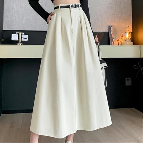 Denim Skirts for Women High Waist A-Line Large Hem Office Lady Casual Long Skirt2