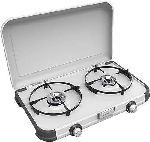 Campingaz - Hornillo de gas, cocina para camping (2 fuegos, 4000 W, para exteriores, compacto), unisex, Hornillo de gas., gris, talla única