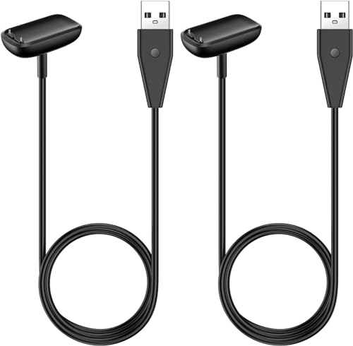 HYWRDYB USB Charger Cable Compatible for Fitbit Charge 6,Replacement Magnetic Charging Cable Cord Accessories for Fitbit Charge 6/Charge 5/Luxe Smartwatch with Reset Button[2-Pack, 3.3ft/1m]