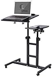 EaseOffice Angle&Height Adjustable Office Desk Rolling Laptop Desk Cart Home Office Hospital Table, Black