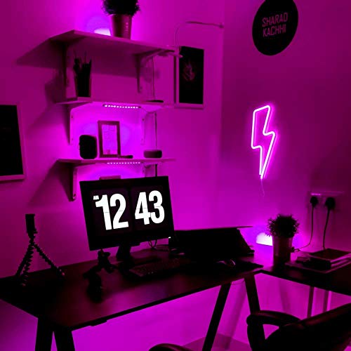 Lightning Bolt Neon Signs, Lightning Bolt Wall Decorative LED Neon Sign, Battery and USB Operated Neon Sign, Neon Lights for Bedroom, Christmas(Pink) - Image 2