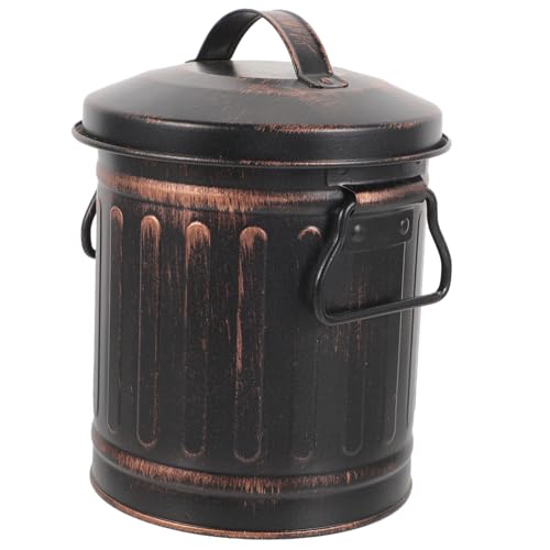 PHENOFICE Cubo para Cenizas De Hierro Tapa y Asa, Contenedor Multifuncional para Chimenea y Barbacoa, Tamaño Compacto para Cocina y Restaurante