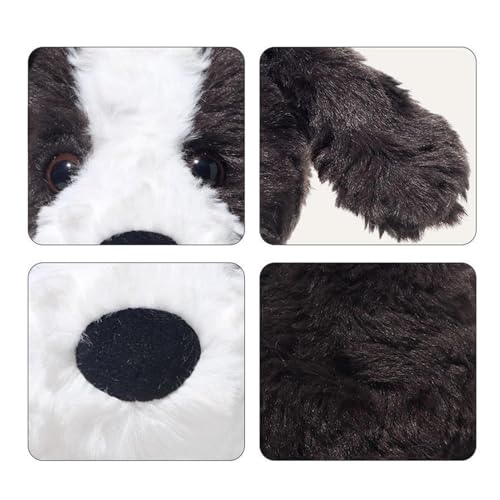 Border Collie Hund Kuscheltier Schwarz Weiß Hund Stofftier Realistisches Kuscheltier Border Collie Kuschelbares Welpe Plüsch Hundespielspielzeug für Kinder Kinder Mädchen Familie Freunde