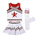 inlzdz Fille Uniform Ecolière Costume Cheerleading Ensemble High School Musical Pom-Pom Gril Costume Haut Débardeur & Jupe-Short Evasée &Chausette Costume Champion 4-14 Ans A Rouge 10-12 Ans