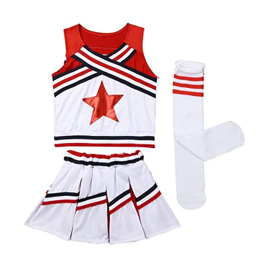 Alvivi Traje de Porrista Danza Hip Hop Jazz Baile para Niña Disfraz de Animadora Fútibol Chica 3Pcs Ropa de Deporte Infantil Conjunto para Fiesta Cosplay Rojo 12-14 Años