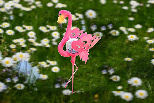 Creative Motion Flamingo Garden Stake Glass Crackle Solar Light, Pink #TOP4