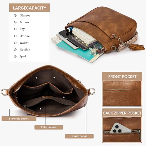 Image of 2PCS /Set Crossbody Bags for Women,Vegan Leather Hobo Purse Wallet For Women Set,Shoulder Bags With 2 Adjustable Strap