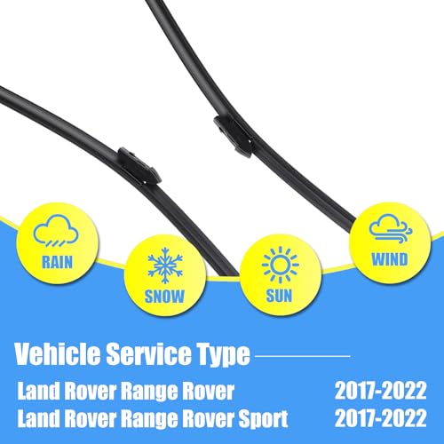 Image of Gavimnal Silicone Wiper Blades Fits Land Rover Range Rover 2017-2022 | 24 inch+20 inch Front & 15 inch Rear, All-Weather, Streak-Free, OE-fit, Quiet, Easy One-Click Install