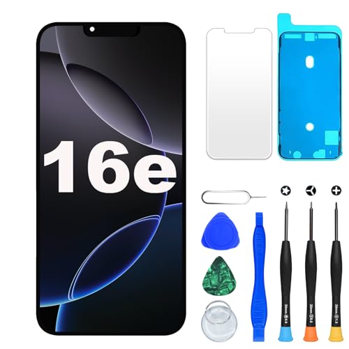 DIGI4U Ecrã para iPhone 16e LCD de 6,1 polegadas FHD com True Tone, Face ID & 3D Touch, ecrã de substituição com kit de reparação para iPhone 16e