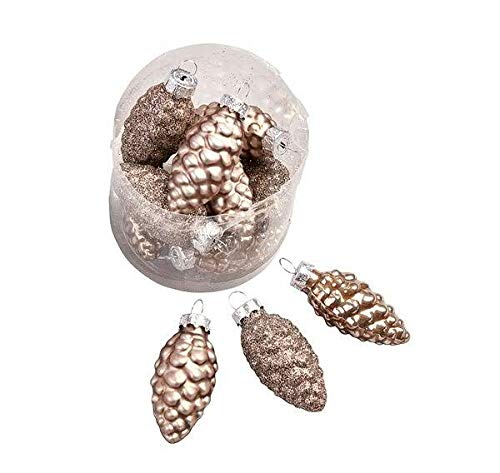 Klocke Weihnachtskugeln Piñas de cristal de alta calidad para colgar y decorar – 6 cm – Juego de 12 piñas de cristal – Adornos para árbol de Navidad/decoración de mesa de Navidad (champán)