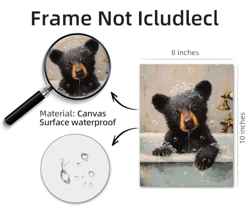Image of Frimeeme Cute Set 4 Bear Bathroom Wall Art 8x10