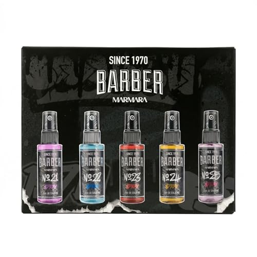 Barber Marmara Graffiti Mix Mini Eau de Cologne for Men Gift Set EDC Aftershave Sprays Travel Size Colognes Turkish Barbershop Long Lasting Fragrance Set Fresh Woody Citrus Scents 5 x 50ml