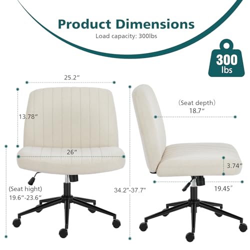 Olixis 56D3MT Criss Cross Chair With Wheels, Cross Legged Office Chair Wide Armless Desk Chair thumb #1